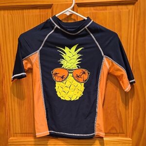 Aeropostale Navy and Orange Pineapple Rashguard Boys